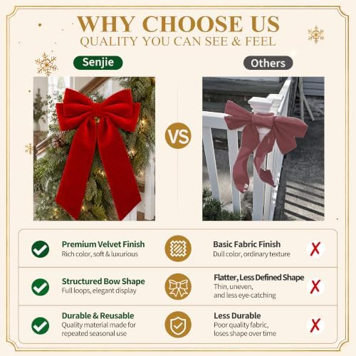 Velvet Bows for Christmas Tree, Christmas Bows for Garland Wreath Decor