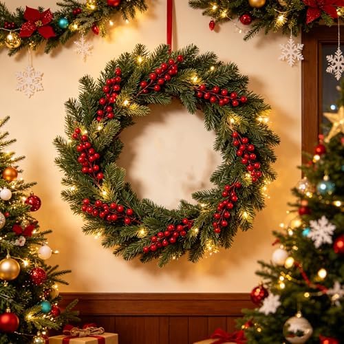 winemana 24 Pack Red Berry Picks Sprigs Christmas Ornaments for Tree