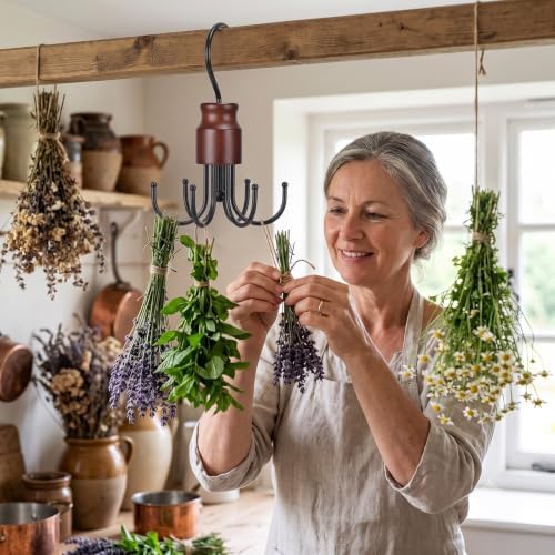 Junkin 4 Pcs Herb Drying Rack with 8 Dryer Hooks Hanging Flower Drying Rack