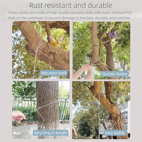 4 Pcs 20 Inch Premium Metal Planter Hangers，Bird Feeder Cable for Tree with Carabiner Clip，Bird House Hanging Hook and Chain Wire for Bird Feeders and Birdhouses，Baths，Baskets，Suet，Outdoor Camping