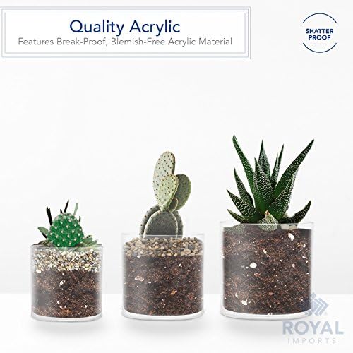 Royal Imports Plastic Cylinder Flower Vase Non-Breakable Acrylic 3PC Set