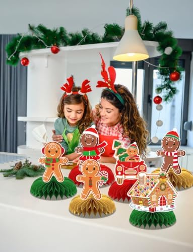 Gingerbread Centerpieces for Tables, 9Pcs Christmas Table Decorations