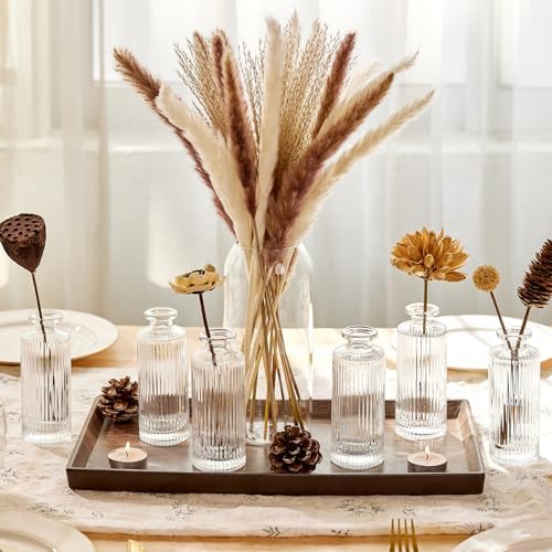 ComSaf Glass Small Bud Vases in Bulk 6 Pcs 5.2 Inch, Clear Flower Vases
