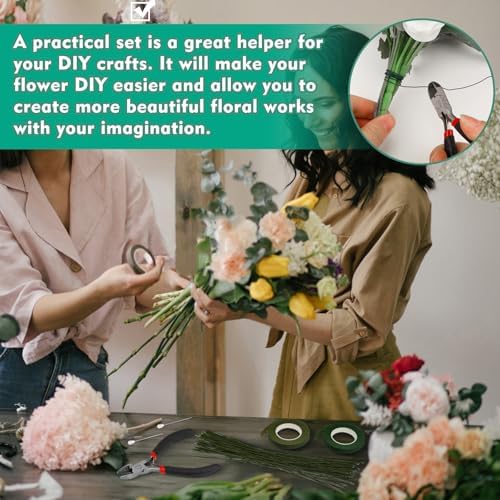 Green Floral Tape Wire Flower Arranging Tools Kit for Bouquets