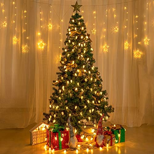 AWQ 100LED 81FT C9 Christmas String Lights Plug in Fairy Twinkle Warm White