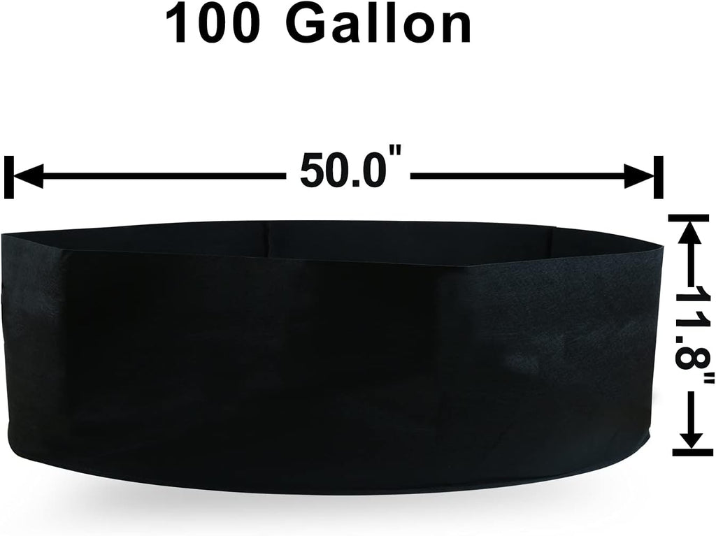 2-Pack 100 Gallon Large Non-Woven Grow Bags Reusable Thickened Durable Aeration Fabric Pot Black (100Gal_2Pcs)