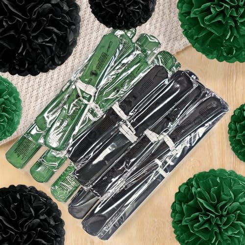 Recosis Black Green Party Decorations, 18 Pcs Paper Pom Poms Decorations