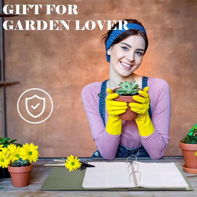 Seed Storage Organizer, Binder with 50 Pack Sleeves, Gift for Garden Lover | Large Capacity Stores 200 Seed Envelops