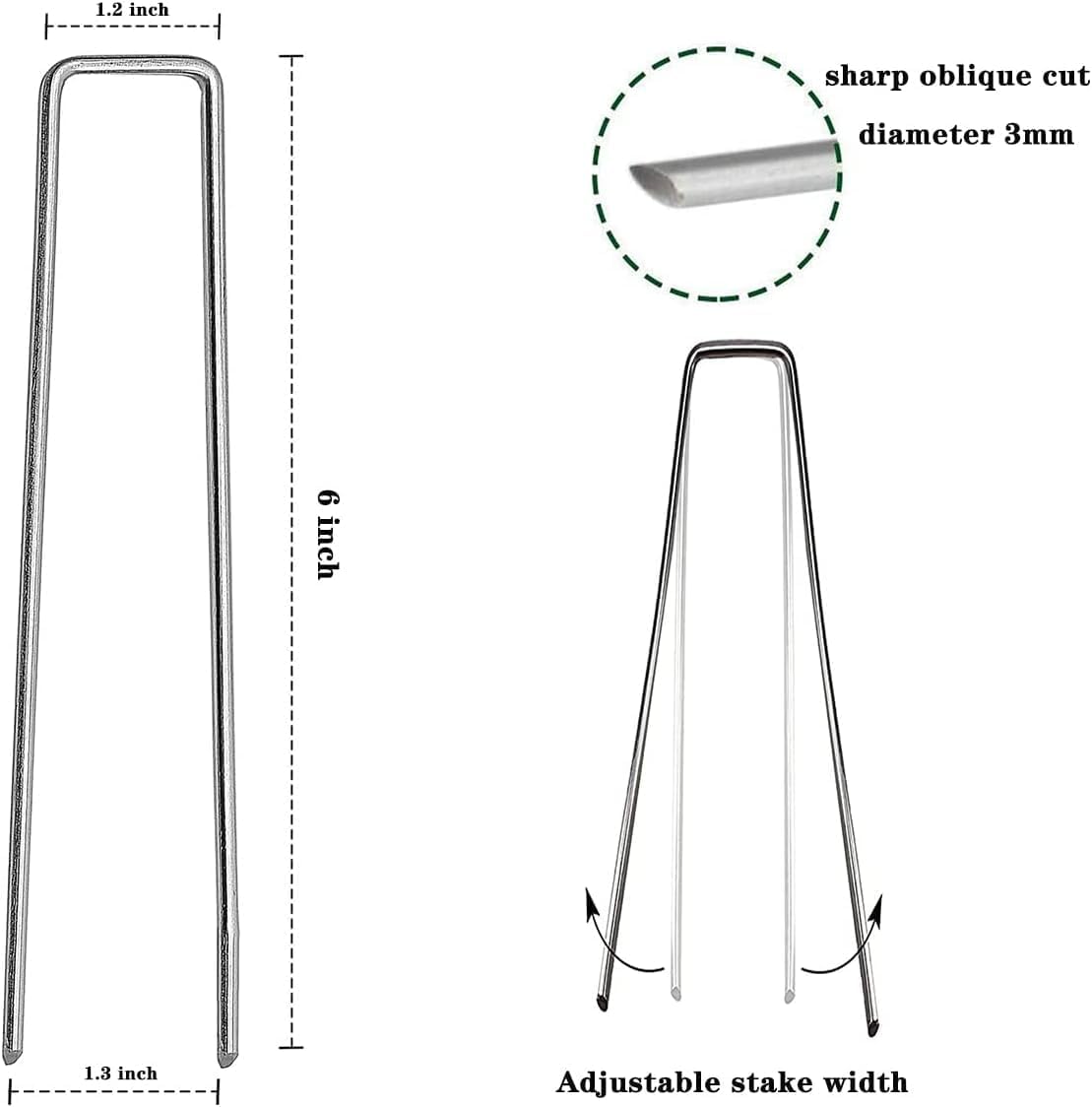 200 Pcs 6 inch Garden Landscape Staples Galvanized Pins Lawn Stakes for Weed Barrier Ground Cover,U-Type Heavy Duty