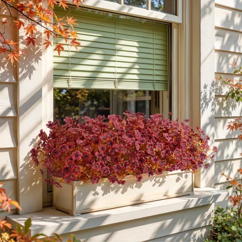 Alupssuc 24 Bundles Artificial Fall Flowers, UV Resistant Faux Mums Porch