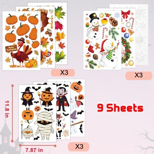 Window Clings for Halloween, Thanksgiving, Christmas, Halloween Decor