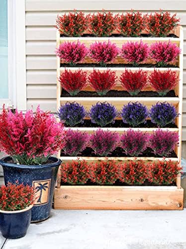 RECUTMS Artificial Outdoor Flowers,Faux Fall Plant Plastic Lavender Bouquet