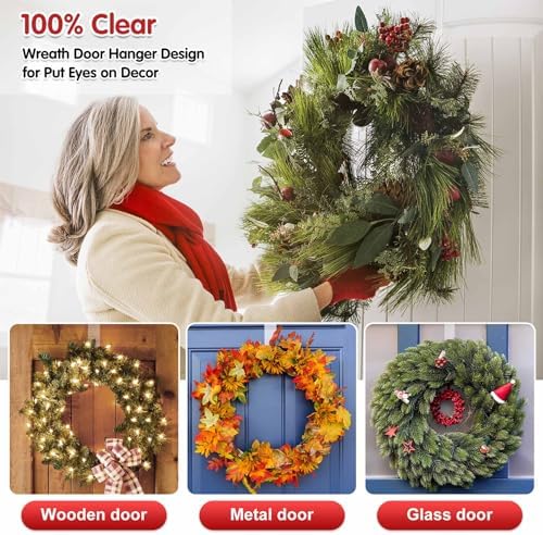 15" Clear Wreath Hangers, Non Scratch Over The Door Hanger Hooks
