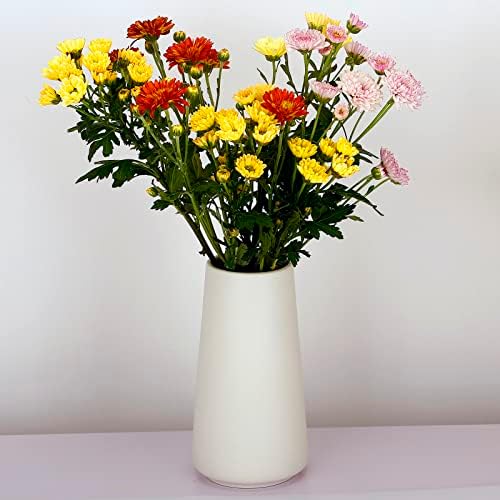 Ceramic White Vase, Simple Vases for Lavender Pampas Grass Dried Flowers Plants, Frosted Elegant Vase for Modern Table Shelf Wedding Home Decor (Large)