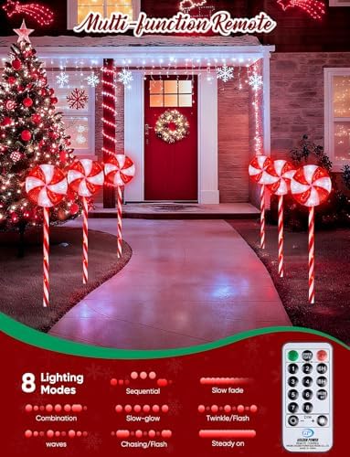 Brightown 3 Pack Lollipop Christmas Pathway Lights Outdoor, 29inches 60 LED