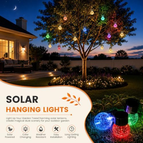 GIGALUMI Solar Christmas Decorations Outdoor Hanging Light for Outside 8Pc