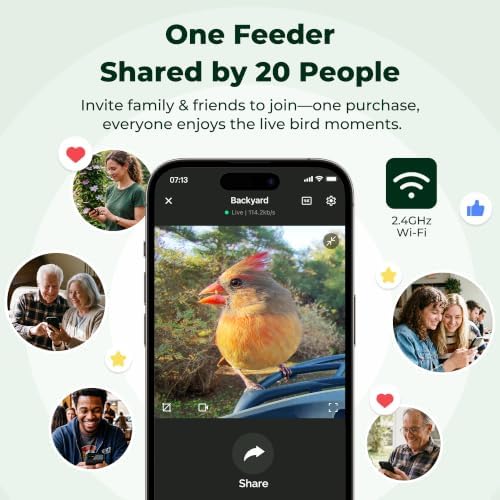 Kiwibit Solar Smart Bird Feeder with Camera, 4K HDR Live Video, AI Bird ID