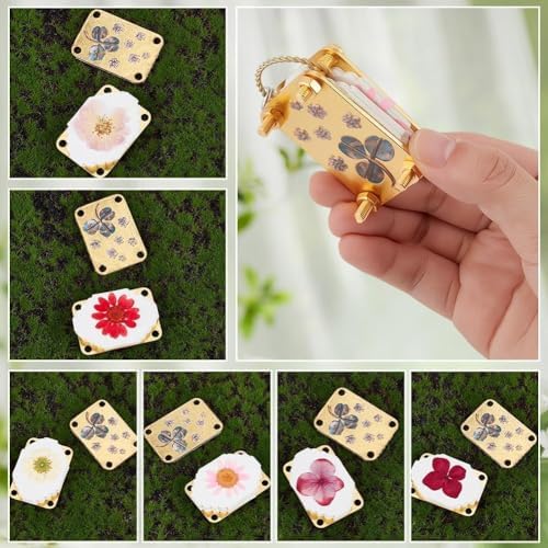 Mini Flower Press Keychain,Micro Flower Press Kits, with 20Pcs Paper-Portable Miniature Flowers Drying Press Kit, for Travel Outdoor, Presses Plant, Leaves, Micro Flowers (Style C)