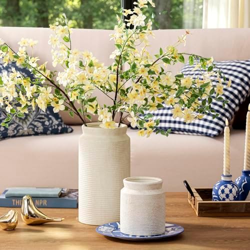 Dobbyby Ceramic Flower Vase 12 inch Farmhouse Rustic Vase for Home Decor Handcrafted Pottery Tall Terracotta Vases for Dining Table Decor Fireplace Living Room Bathroom Wedding Centerpiece