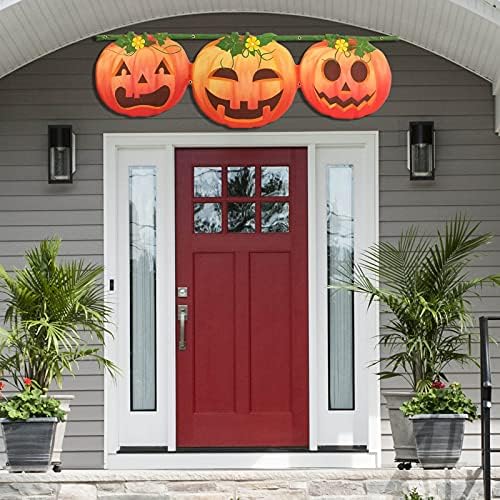 Halloween Bunting Banner Pumpkin Decorations - fall Bunting banner Pumpkins Decor Outdoor,Happy Bunting Banner Garland Balcony,Pumpkin Fence Flag,Halloween Decorations Outside Door Outdoor