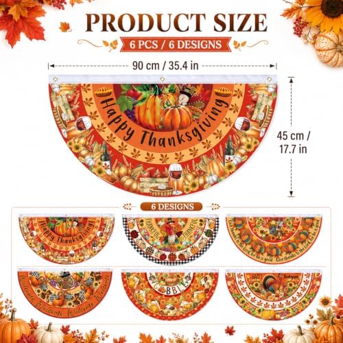 6 Pcs Fall Bunting Fan Flag Outdoor Thanksgiving Party Decoration