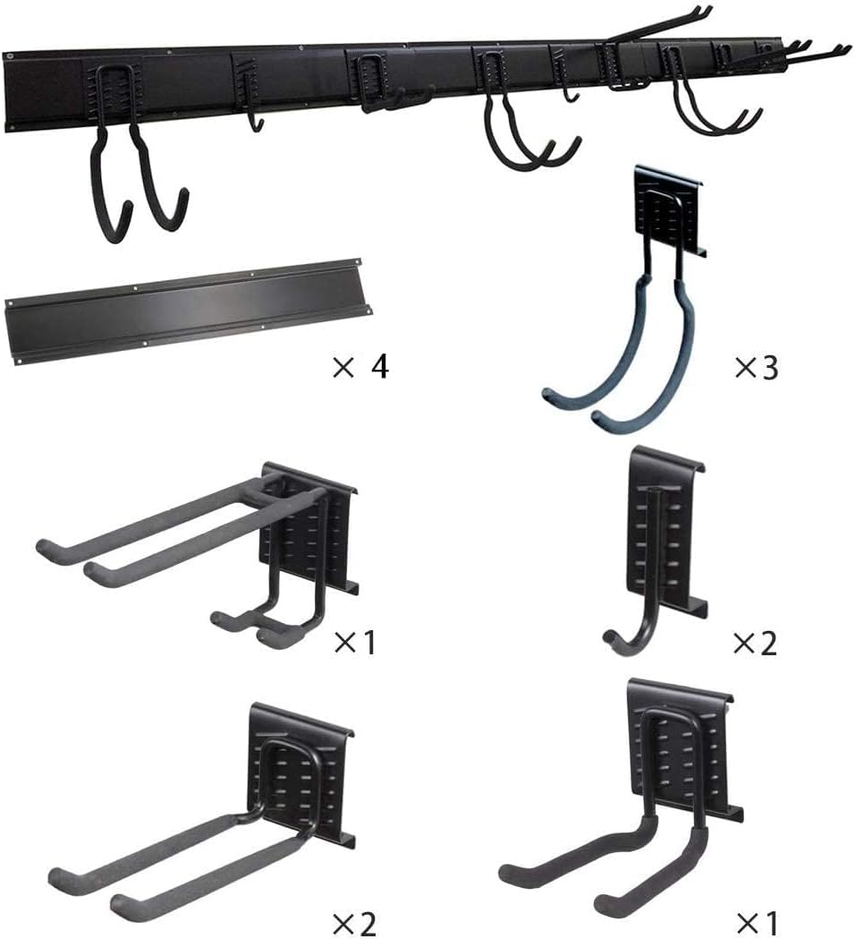 Tool Storage Rack, Garden Tool Organizer Wall Mount with 9 Hooks | 64 Inches Adjustable Garage Tool Organization Wall