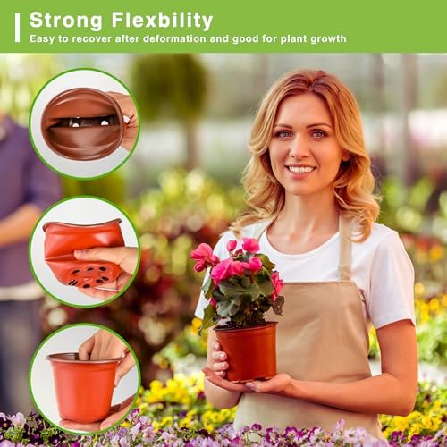 LWWTBS 4" Plastic Plant Nursery Pots 200 Pcs with 200 Labels