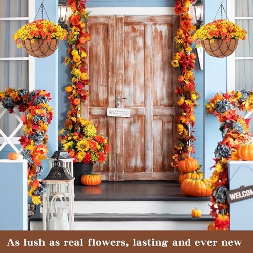 Beeveer 2 Pack Artificial Outdoor Fall Flowers