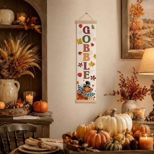 Thanksgiving Banner, Gobble Autumn Wall Decor Banner for Party Farmhouse