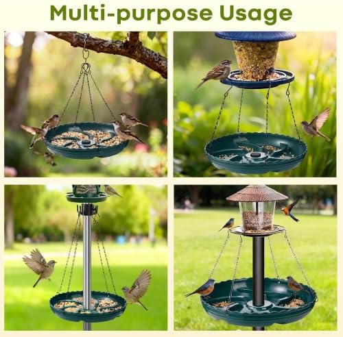 Aurelema Hanging Bird Seed Catcher Tray (Green,4 Sets)
