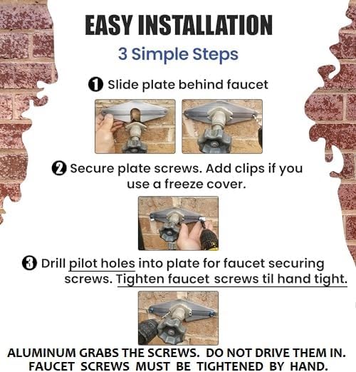 The HOSE BIB BUDDY - Finest Spigot Mounting Plate | The ONLY Slide-in. Patented | No Faucet Removal! | Outdoor Faucet Repair | Made in USA | Thick Aluminum-Magnesium Securing Plate (1 Pack)