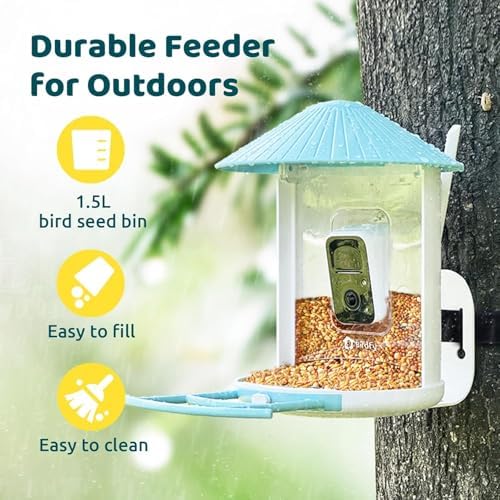 Birdfy Smart Bird Feeder with Camera Solar Power, Smart AI Birdwatching Camera, Auto Capture & Notify, Clear Day & Color Night Video & Pictures, Ideal Gift for Lover