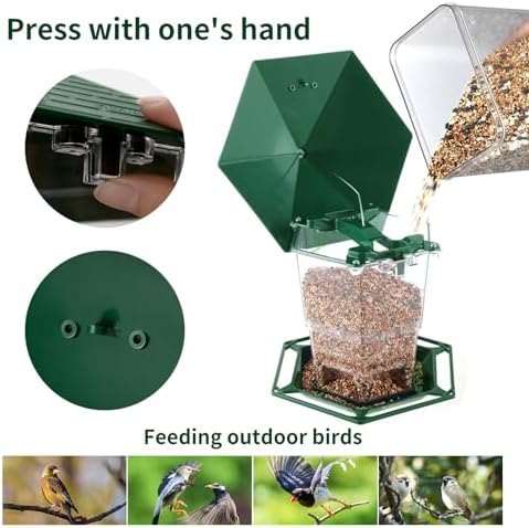 Jealoeur Bird Feeders for Outdoors Hanging Bird Feeder Wild Birds Seed, Green