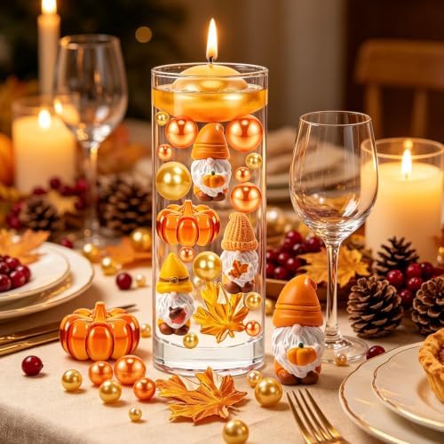 216PCS Fall Vases Fillers Pumpkin Maple Autumn Dwarf Orange Yellow Beads Table Party Festive Decoration