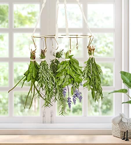 2pack Herb Drying Rack With 20pcs Golden Herb Dryer Hooks, Golden Color
