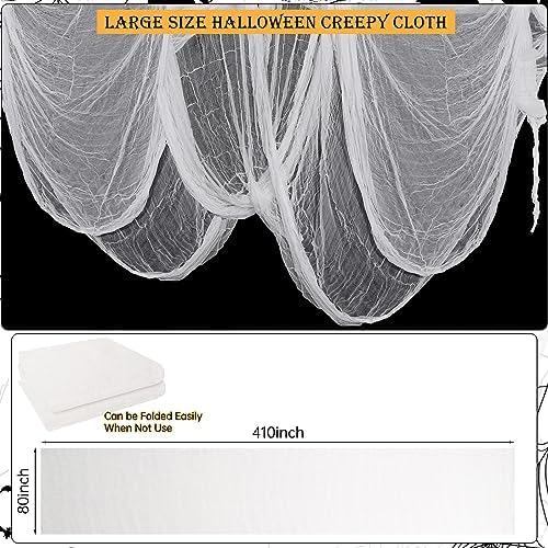 410 x 80 in Halloween Creepy Cloth for Yard and Outdoor Decorations,White