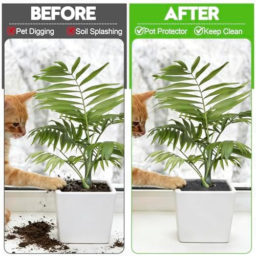8 Pack Plant Pot Grids - 11.8 Inch Cuttable Soil Cover Protector from Cats, Animals Digging Stopper, Indoor Plant Pot Soil Guard for Outdoor Garden Balcony