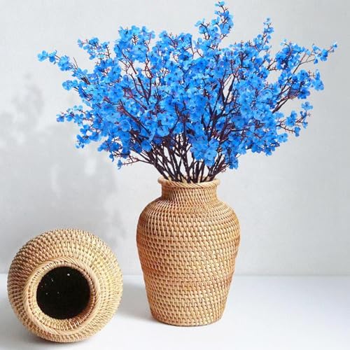10 Pcs Fake Flowers, Real Touch Babys Breath Artificial Flowers, Blue