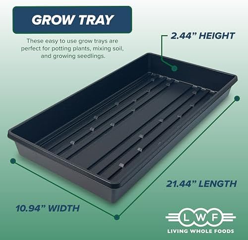 10 Plant Growing Trays (No Drain Holes) - 20" x 10" - Perfect Garden Seed Starter Grow Trays: for Seedlings, Indoor Gardening, Growing Microgreens, Wheatgrass & More - Soil or Hydroponic