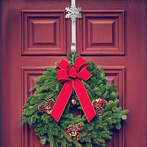 URATOT Christmas Silver Metal Wreath Hanger 14.5 Inches Wreath Hook with Snowflake Interchangeable Icons for Front Door Heavy Duty Wreath Holder for Wreath Christmas Decorations