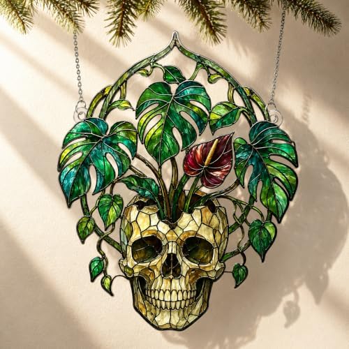 Ghost Ornament, Halloween Ornament, Gothic Bat, Plant Ornaments (Skull)