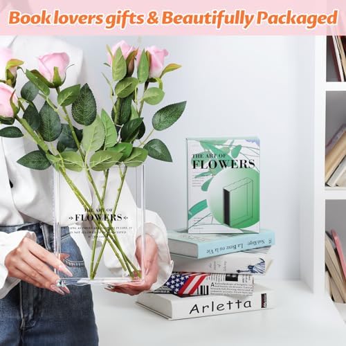 Book-Shaped Vase for Flowers, Book Lovers Gifts Cute Clear Flowers Vases
