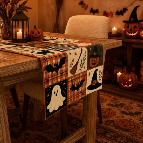 Halloween Party Decorations - Rustic Farmhouse Patchwork Table Runner