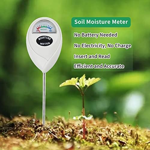 Censinda Soil Moisture Meter, 2 Pack Long Probe Soil Moisture Monitor for House Plants, Soil Hygrometer Moisture Sensor for Indoor & Outdoor, Garden, Farm, Lawn Plant Care, No Battery Needed(White)