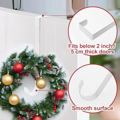 12" Wreath Hanger 2 Pack White Door Wreath Hangers for Front Door