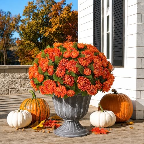 Ivydale 2 Bundles Artificial Fake Mums Flowers for Outdoor, 48 Heads Faux Purple Silk Chrysanthemum Bouquets with Long Stems Arrangements Centerpiece for Wedding Party Home Decor