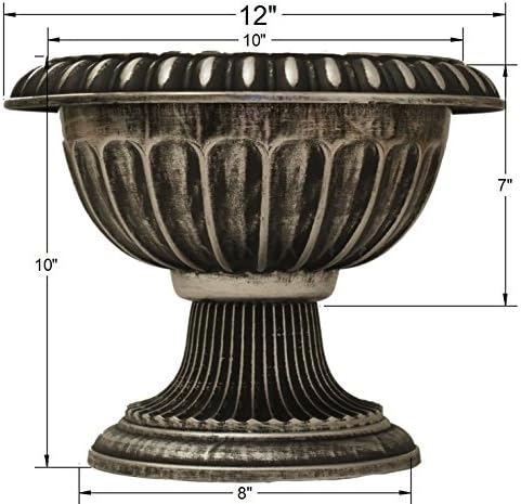 Ludu Fancy Urn Planter with Rustic Look (2 Count) Small Flowerpot for Indoor, Outdoor use with Wide Base for Garden