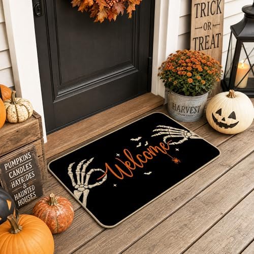 Hexagram Halloween Door Mat 17x29 Inch Halloween Skull Doormat Outdoor