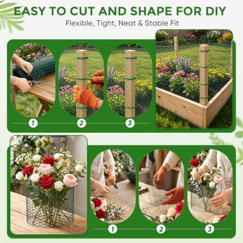 Floral Chicken Wire Fencing for Garden Netting, 16.9*158 in, Green