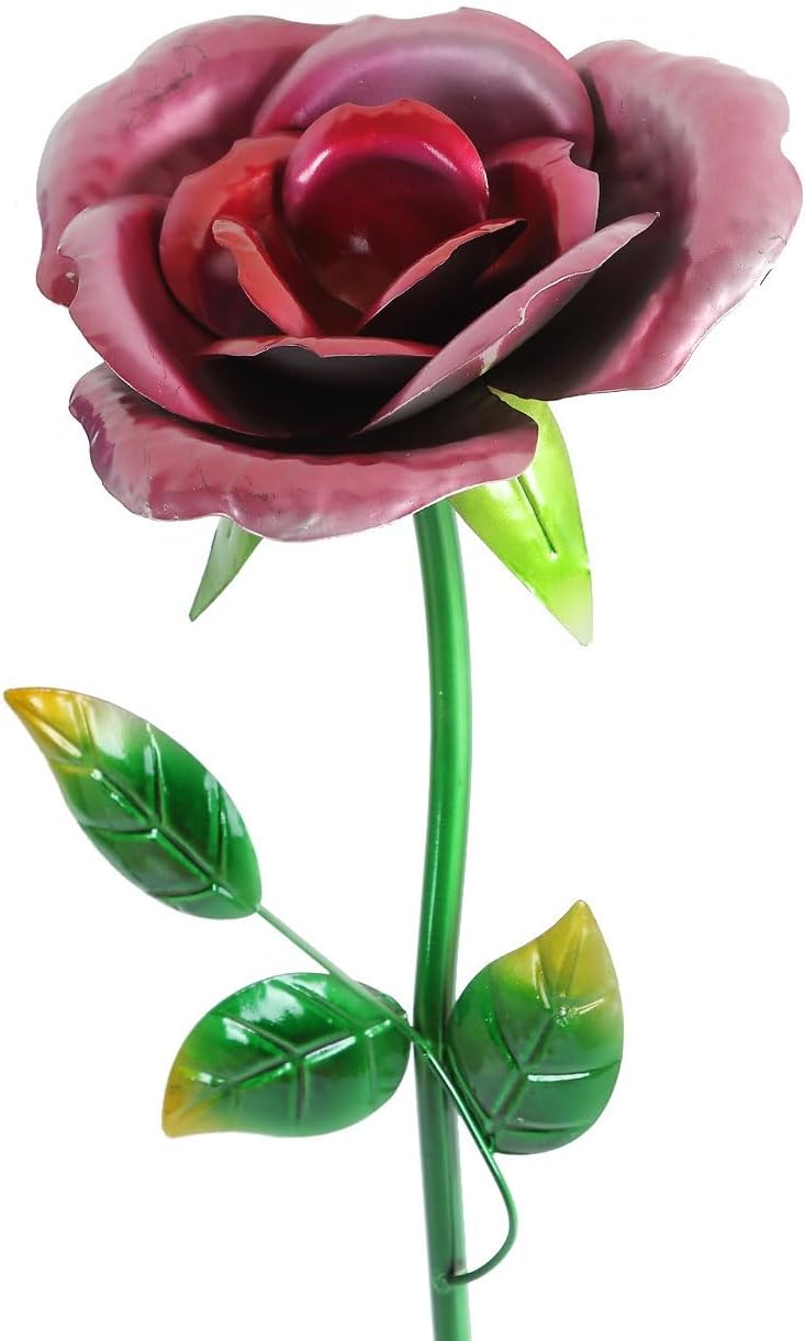Metal Flower Garden Stake Cute Metal Flower Stick Art Ornament Decor Spring Floral Outdoor Flower Garden Stakes, 4 Pcs